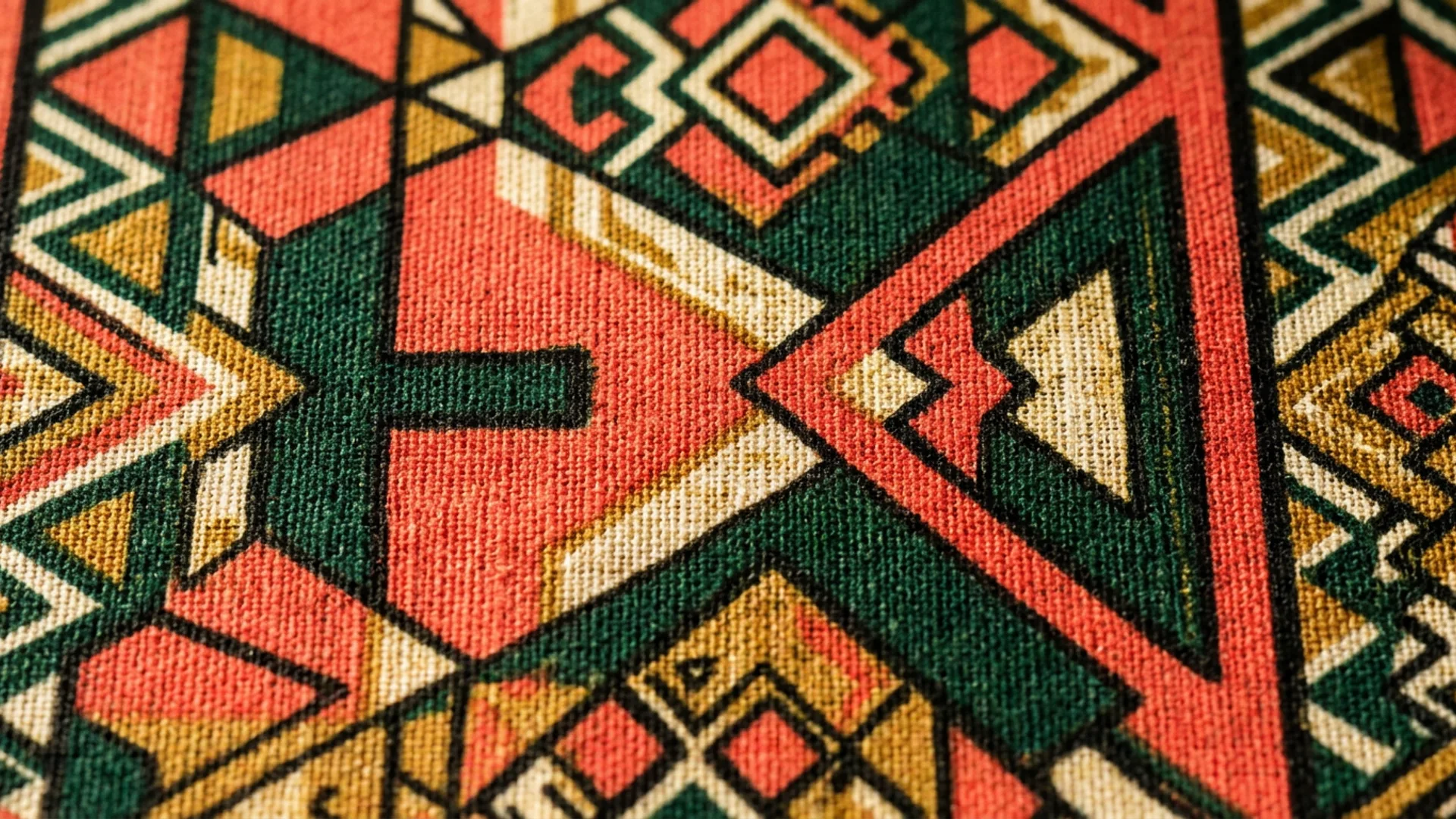 Macro Ankara fabric texture — bold print in rich colour